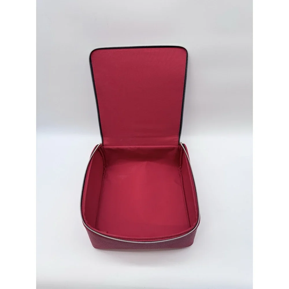 Estee Lauder Red Train Case Travel Bag Makeup/Cosmetic Zip-up with Handle.